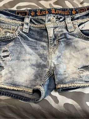 Rock Revival Light Blue Distressed Denim Shorts